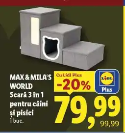 Lidl MAX & MILA'S WORLD Scară 3 în 1 pentru câini și pisici Ofertă