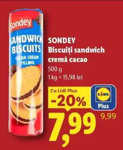 Lidl SONDEY Biscuiți sandwich cremă cacao Ofertă