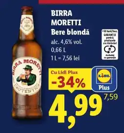 Lidl BIRRA MORETTI Bere blondă Ofertă