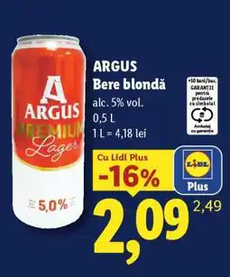 Lidl ARGUS Bere blondă Ofertă
