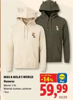 Lidl MAX & MILA'S WORLD Hanorac Ofertă