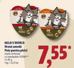 Lidl MILA'S WORLD Hrană umedă Pate pentru pisici Ofertă