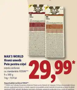 Lidl MAX'S WORLD Hrană umedă Pate pentru căței Ofertă