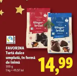 Lidl FAVORINA Turtă dulce umplută, în formă de inimă Ofertă
