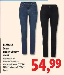 Lidl ESMARA Jeans Super-Skinny, damă Ofertă