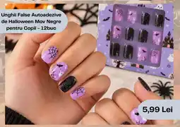 Jumbo Unghii False Autoadezive de Halloween Mov Negre pentru Copii Ofertă