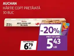Auchan Auchan hârtie pentru copt pre-tăiată Ofertă
