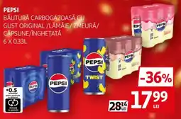 Auchan Pepsi băutură carbo gazoasă cu gust original / lămâie / zmeură / căpsune / înghețată Ofertă