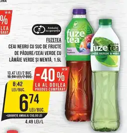 Mega Image Fuzetea ceai negru cu suc de fructe de pădure/ceai verde cu lămâie verde și mentă Ofertă