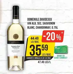 Mega Image Domeniile Davidescu vin alb sec sauvignon blanc chardonnay Ofertă