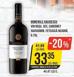 Mega Image Domeniile Davidescu vin roșu sec cabernet sauvignon fetească neagră Ofertă