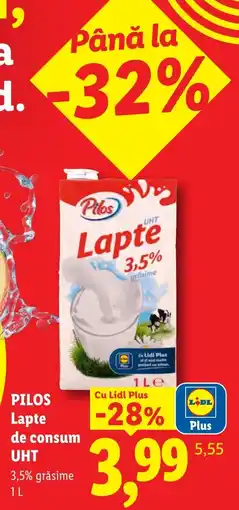 Lidl Pilos lapte de consum uht Ofertă
