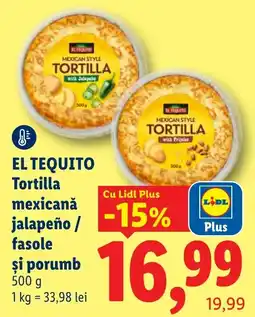 Lidl El tequito tortilla mexicana jalapeño / fasole și porumb Ofertă