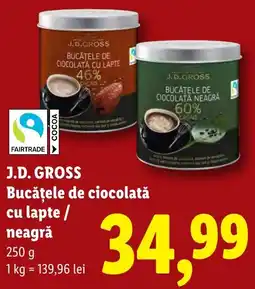 Lidl J.D. GROSS bucățele de ciocolată cu lapte / neagră Ofertă