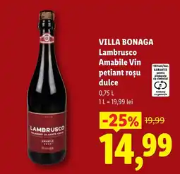Lidl Villa Bonaga Lambrusco Amabile Vin petiant roșu dulce Ofertă