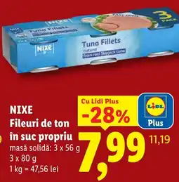 Lidl Nixe fileuri de ton în suc propriu Ofertă