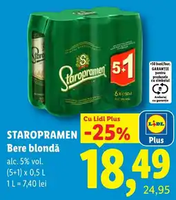 Lidl Staropramen Bere blondă Ofertă