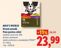 Lidl Max's World Hrană umedă Pate pentru câini Ofertă