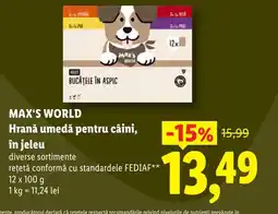 Lidl Max's World Hrană umedă pentru câini, în jeleu Ofertă