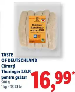 Lidl Taste of Deutschland Cârnați Thuringer I.G.P. pentru grătar Ofertă