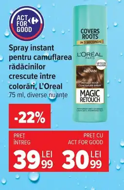 Carrefour L'oreal spray instant pentru camuflarea radacinilor crescute intre colorari Ofertă