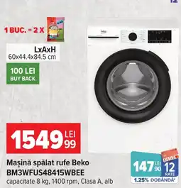 Carrefour Mașină spălat rufe Beko BM3WFUS48415WBEE Ofertă
