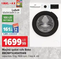 Carrefour Mașină spălat rufe Beko BM3WFSU49415WB Ofertă