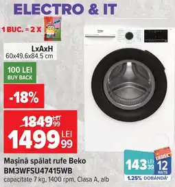 Carrefour Mașină spălat rufe Beko BM3WFSU47415WB Ofertă