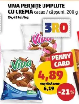 Penny VIVA PERNIȚE UMPLUTE CU CREMĂ cacao / căpșuni, 200 g Ofertă