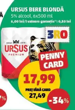 Penny URSUS Bere blondă Ofertă
