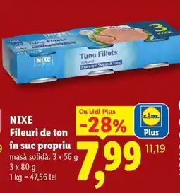 Lidl NIXE Fileuri de ton în suc propriu Ofertă