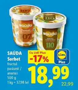 Lidl SAÚDA Sorbet fructul pasiunii / ananas Ofertă