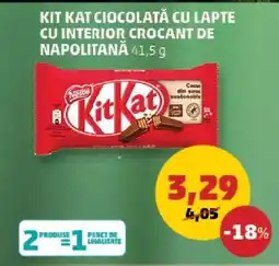 Penny KIT KAT CIOCOLATĂ CU LAPTE CU INTERIOR CROCANT DE NAPOLITANĂ 41,5 g Ofertă