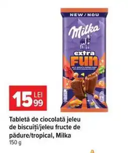 Carrefour Tableta de ciocolată jeleu de biscuiți/jeleu fructe de pădure/tropical, Milka Ofertă