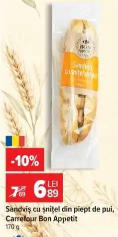 Carrefour Sandviș cu șnițel din piept de pui, Carrefour Bon Appetit Ofertă