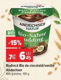 Carrefour Budincă Bio de ciocolată/vanilie Andechser Ofertă
