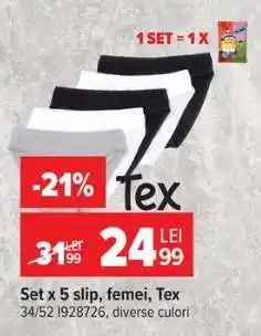 Carrefour Set x 5 slip, femei, TEX Ofertă