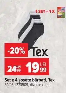 Carrefour Set x 4 șosete bărbați, Tex Ofertă