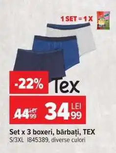 Carrefour Set x 3 boxeri bărbați, TEX Ofertă