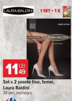 Carrefour Set x 2 șosete fine, femei, Laura Baldini Ofertă
