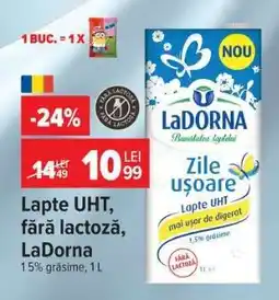 Carrefour Lapte UHT, fără lactoză, LaDorna Ofertă