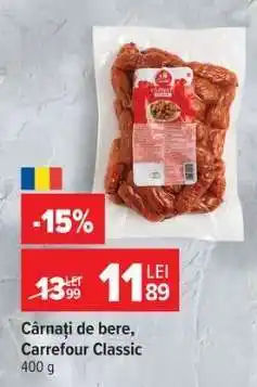Carrefour Cârnați de bere Carrefour Classic Ofertă
