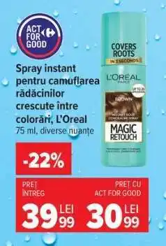 Carrefour Spray instant pentru camuflarea rădăcinilor crescute între colorări, L'Oreal Ofertă