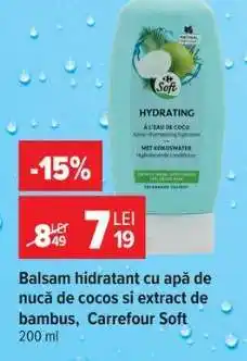Carrefour Balsam hidratant cu apă de nucă de cocos și extract de bambus, Carrefour Soft Ofertă