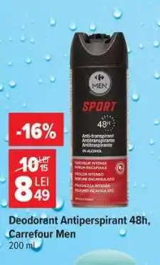 Carrefour Deodorant Antiperspirant 48h, Carrefour Men Ofertă