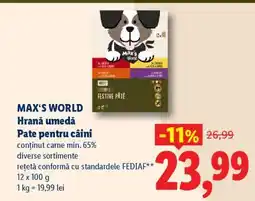 Lidl MAX’S WORLD Hrană umedă Pate pentru câini Ofertă