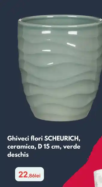 Ghiveci flori Scheurich, ceramica, D 15 cm, verde deschis