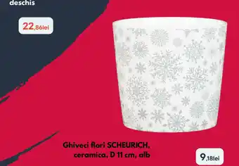 Ghiveci flori Scheurich, ceramica, D 11 cm, alb