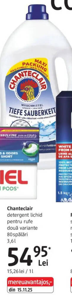 Chanteclair detergent lichid pentru rufe 3.6 L. ofertă la DM