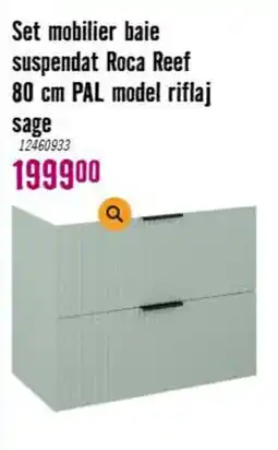 Hornbach Set mobilier baie suspendat Roca Reef 80 cm PAL model riflaj sage Ofertă